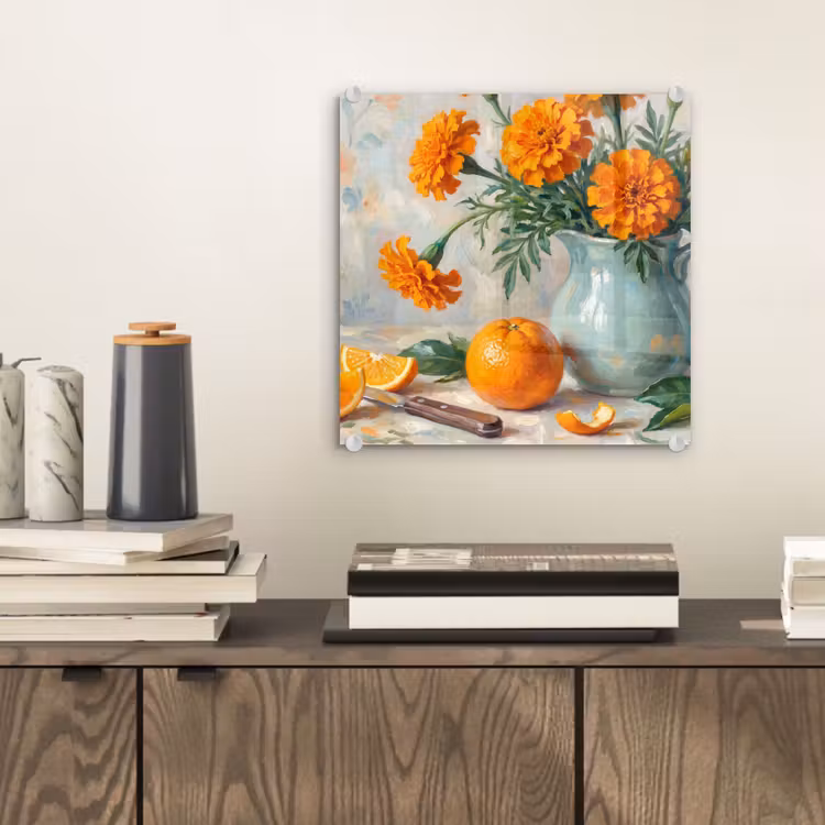 Glass Print - Food - Orange - Art - Eten - Oranje - Kunst plexiglas 5mm klein