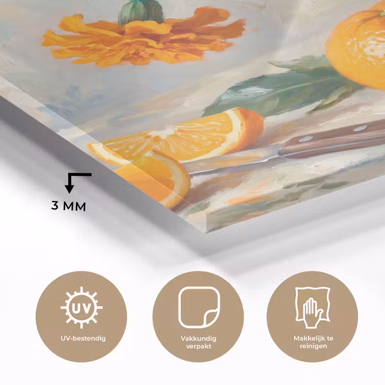 Glass Print - Food - Orange - Art - Eten - Oranje - Kunst plexiglas 5mm klein