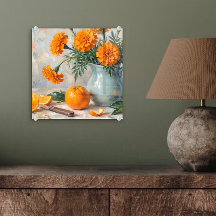 Glass Print - Food - Orange - Art - Eten - Oranje - Kunst plexiglas 5mm klein