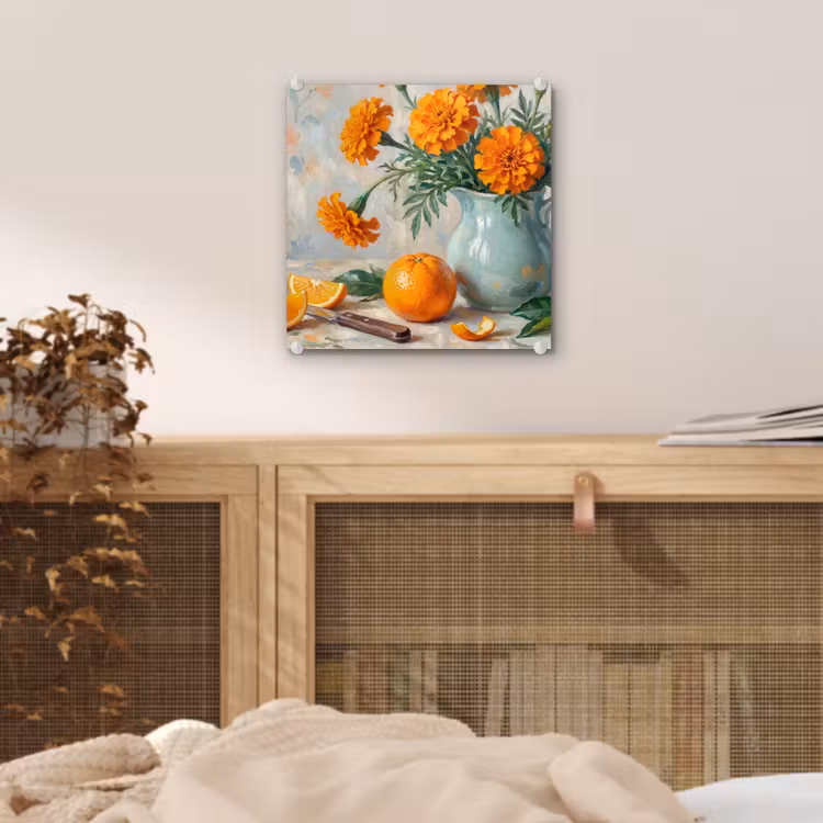 Glass Print - Food - Orange - Art - Eten - Oranje - Kunst plexiglas 5mm klein