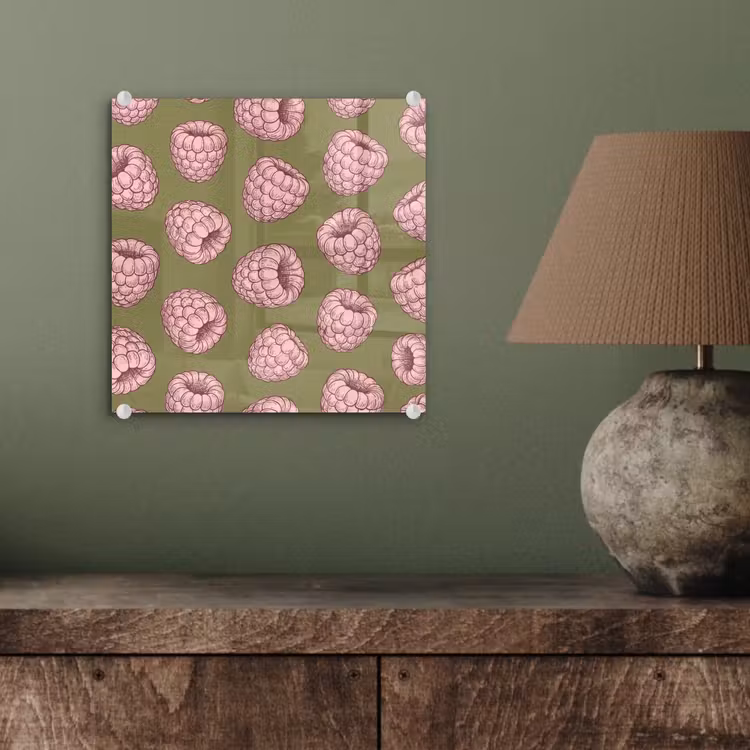 Eten - Patroon - Illustratie - Roze - Groen plexiglas 5mm klein -sfeer3
