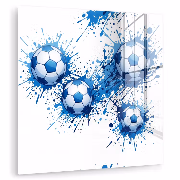 Voetballen - Verf - Sport - Blauw plexiglas 5mm klein -zzzproduct_nieuw