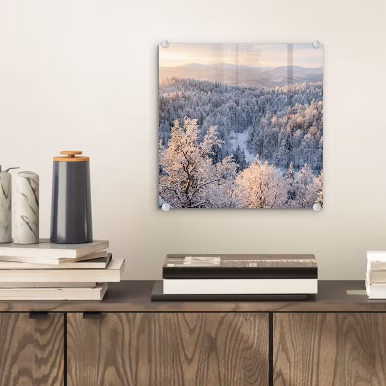 Bos - Bergen - Goud - Winter - Warm plexiglas 5mm klein -sfeer1