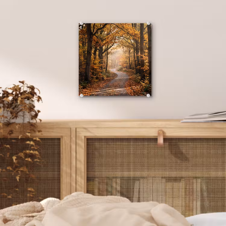 Bospad - Herfstbos - Bladeren - Oranje - Nostalgisch plexiglas 5mm klein -sfeer4