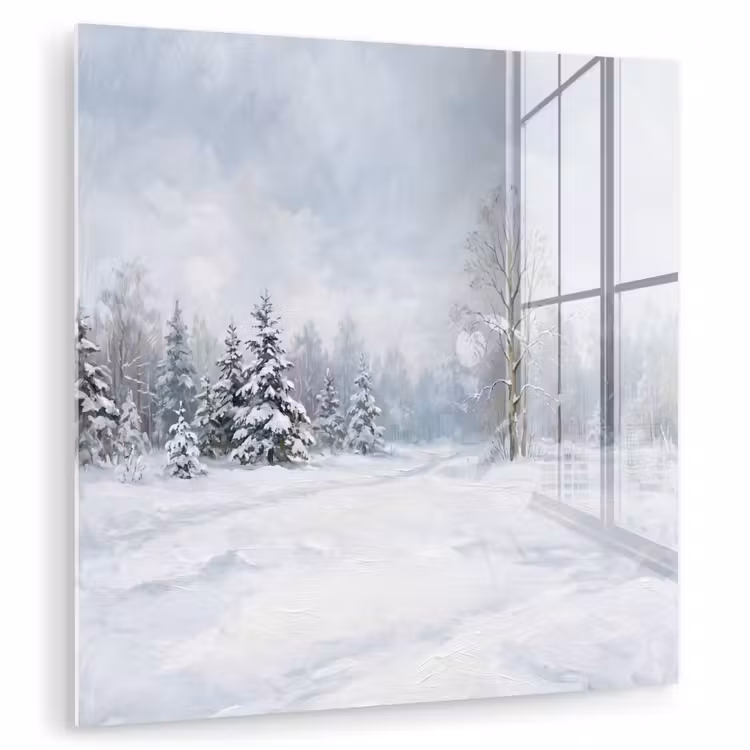 Bospad - Dennen - Sneeuw - Winter - Rustgevend plexiglas 5mm klein -zzzproduct_nieuw