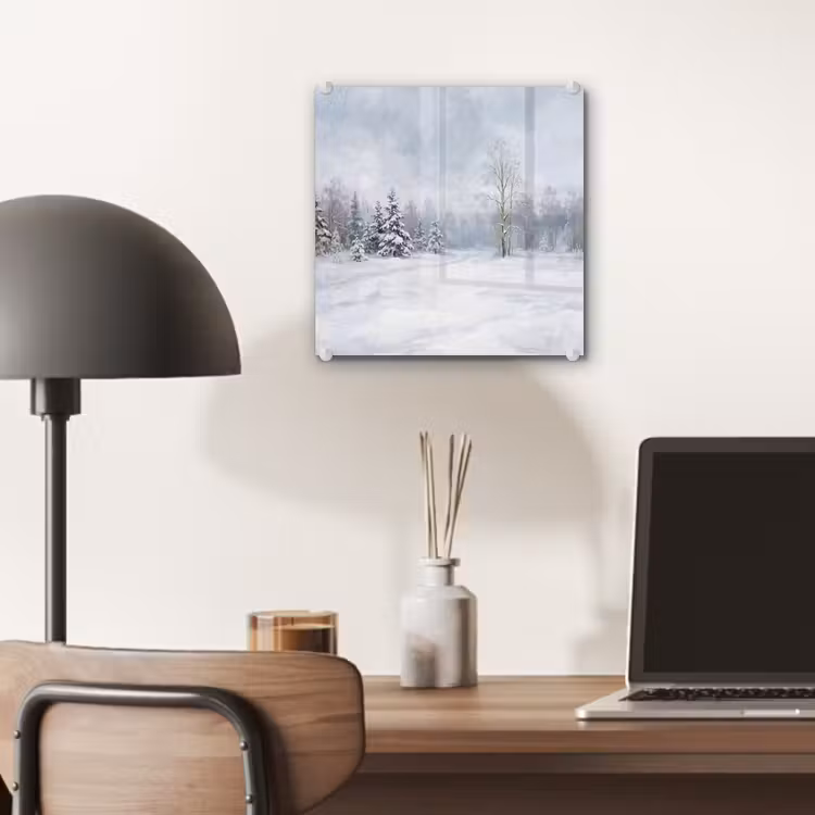 Bospad - Dennen - Sneeuw - Winter - Rustgevend plexiglas 5mm klein -sfeer6