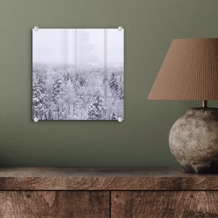 Bos - Sneeuw - Winter - Natuur - Wit plexiglas 5mm klein -sfeer3