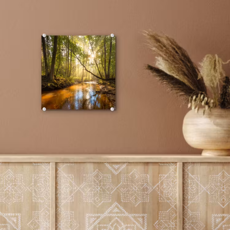 Bos - Beek - Zonlicht - Natuur - Groen plexiglas 5mm klein -sfeer5