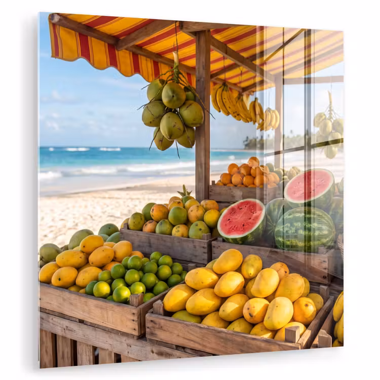 Glass Print - Fruit - Beach - Tropical - Fruit - Strand - Tropisch plexiglas 5mm klein