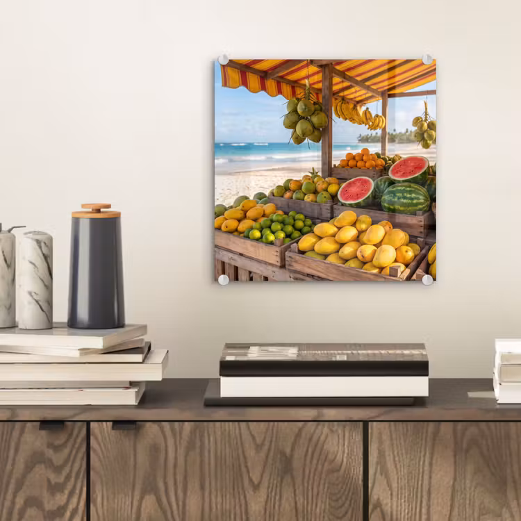 Glass Print - Fruit - Beach - Tropical - Fruit - Strand - Tropisch plexiglas 5mm klein