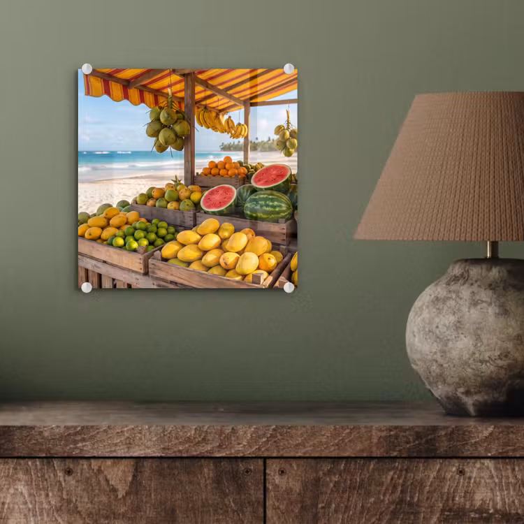 Glass Print - Fruit - Beach - Tropical - Fruit - Strand - Tropisch plexiglas 5mm klein