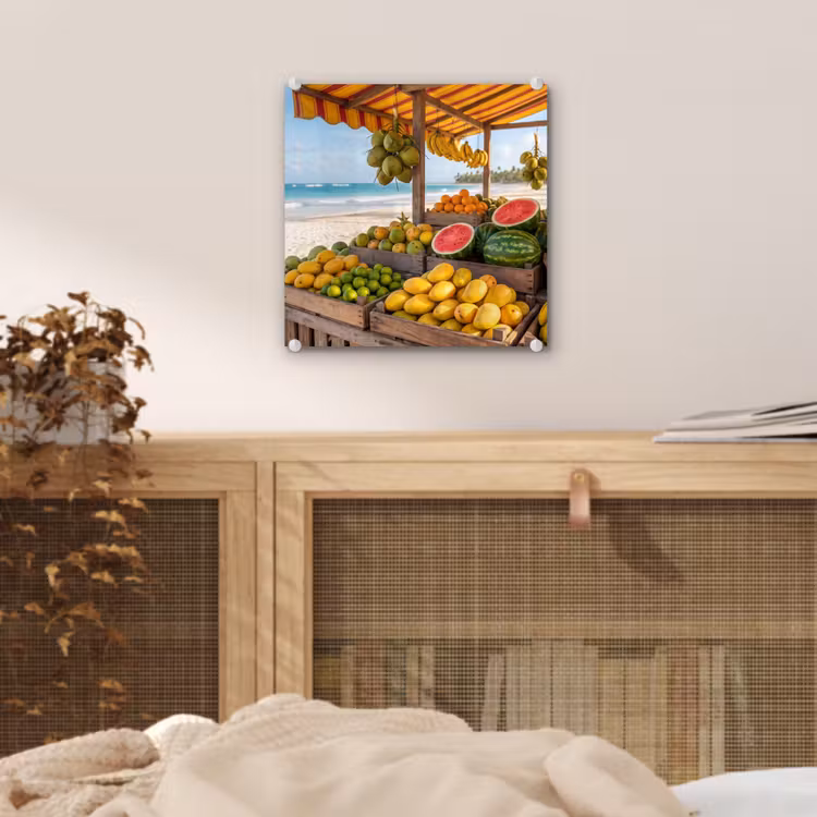 Glass Print - Fruit - Beach - Tropical - Fruit - Strand - Tropisch plexiglas 5mm klein