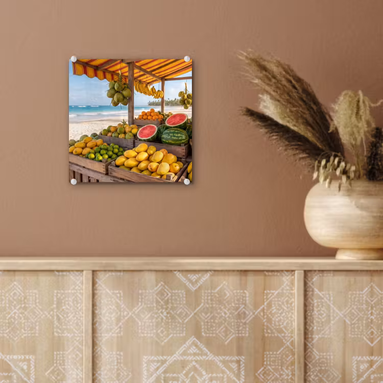 Glass Print - Fruit - Beach - Tropical - Fruit - Strand - Tropisch plexiglas 5mm klein