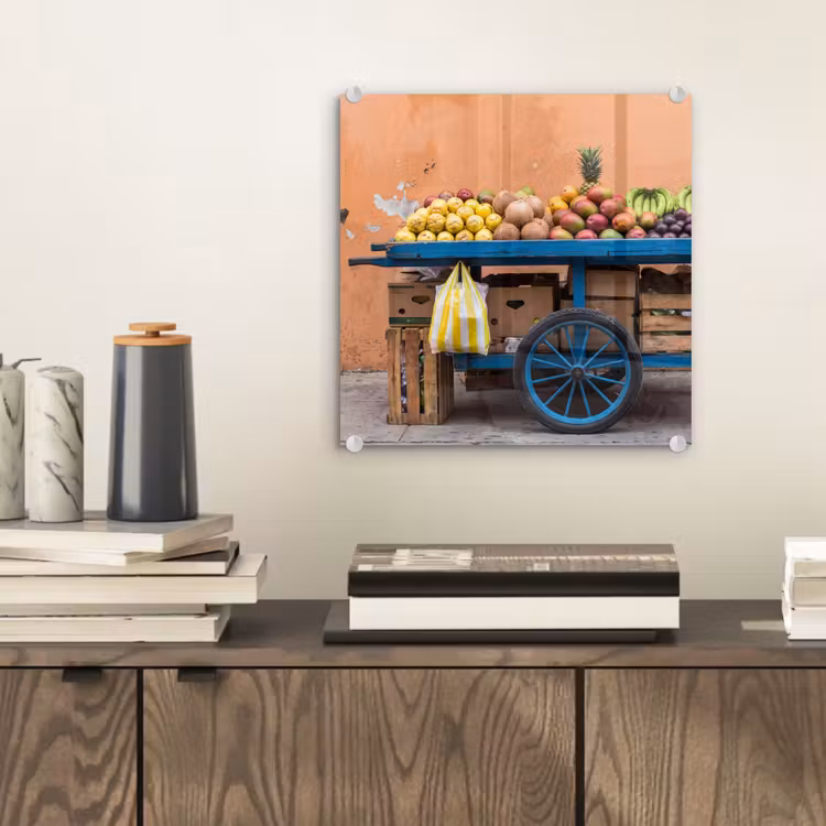 Glass Print - Fruit - Cart - Street - Fruit - Kar - Straat plexiglas 5mm klein