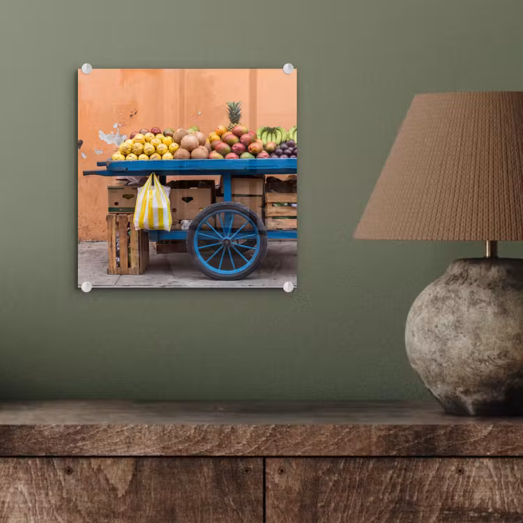 Glass Print - Fruit - Cart - Street - Fruit - Kar - Straat plexiglas 5mm klein