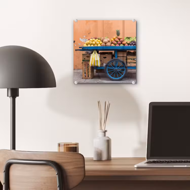 Glass Print - Fruit - Cart - Street - Fruit - Kar - Straat plexiglas 5mm klein