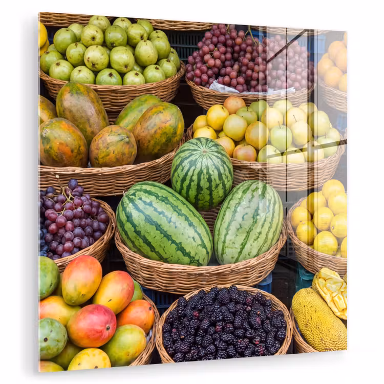 Glass Print - Fruit - Market - Colorful - Fruit - Markt - Kleurrijk plexiglas 5mm klein