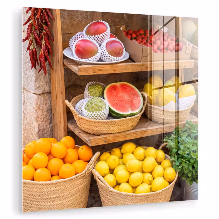 Glass Print - Fruit - Market - Fresh - Fruit - Markt - Vers plexiglas 5mm klein