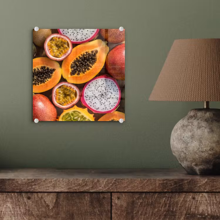 Fruit - Geopend - Tropisch - Eten - Kleurrijk plexiglas 5mm klein -sfeer3