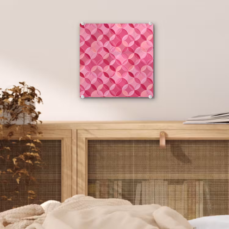 Geometrisch - Mozaïek - Modern - Roze plexiglas 5mm klein 11 -sfeer4