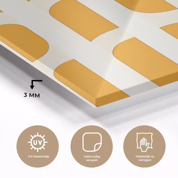 Geometrisch - Patroon - Geel - Roze plexiglas 5mm klein 11 -sfeer2