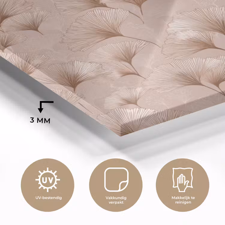 Ginkgo - Patroon - Roze plexiglas 5mm klein 11 -sfeer2