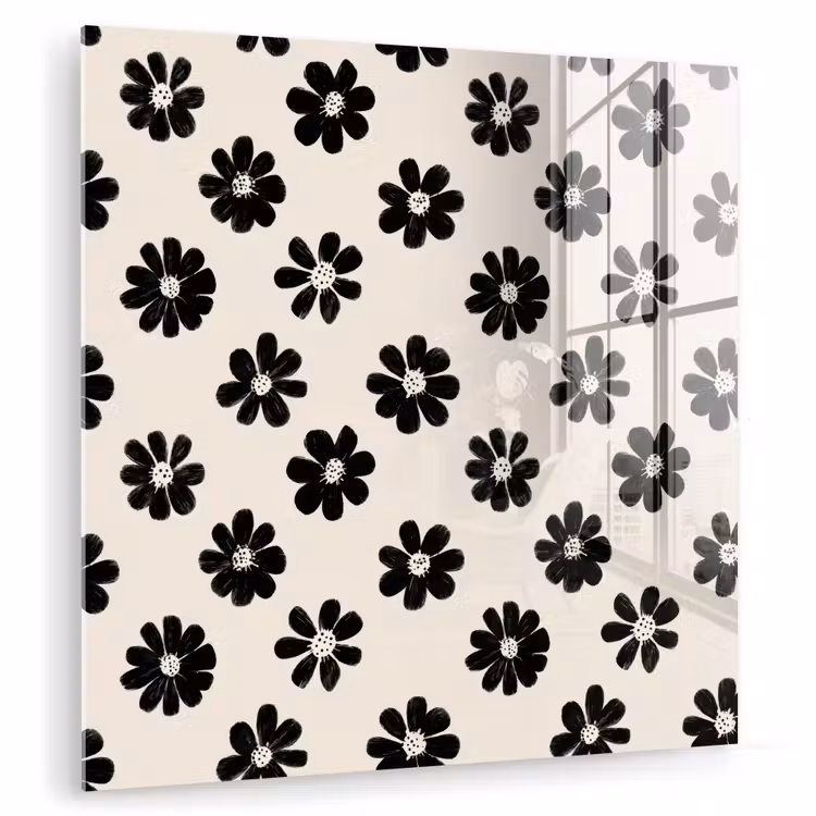 Grafisch - Madeliefjes - Zwart - Beige plexiglas 5mm klein 11 -zzzproduct_nieuw