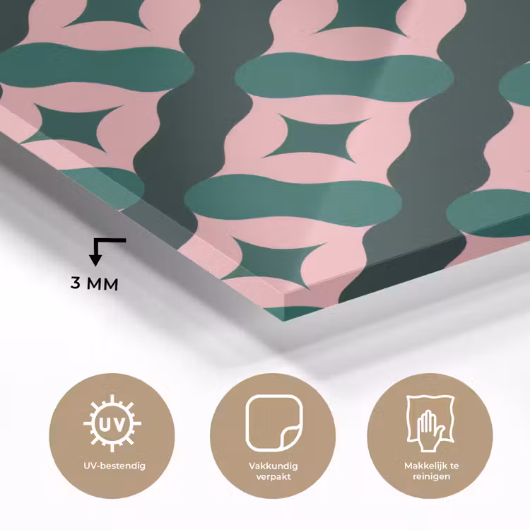 Groen - Roze - Retro - Sterren plexiglas 5mm klein 11 -sfeer2