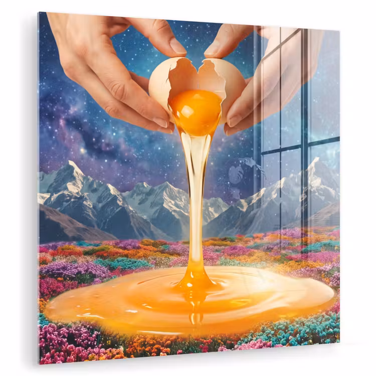 Glass Print - Hands - Egg - Surrealism - Handen - Ei - Surrealisme plexiglas 5mm klein
