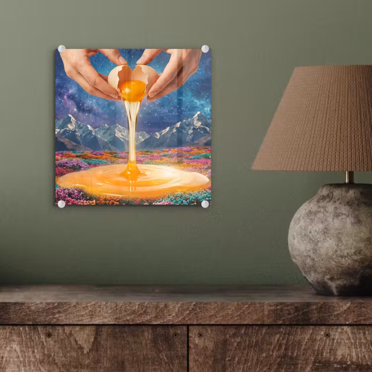 Glass Print - Hands - Egg - Surrealism - Handen - Ei - Surrealisme plexiglas 5mm klein
