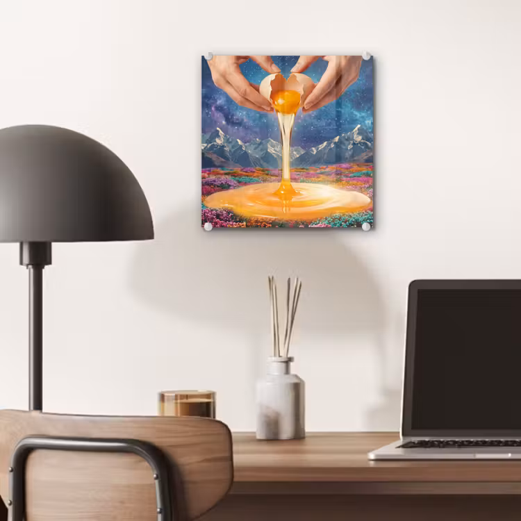 Glass Print - Hands - Egg - Surrealism - Handen - Ei - Surrealisme plexiglas 5mm klein