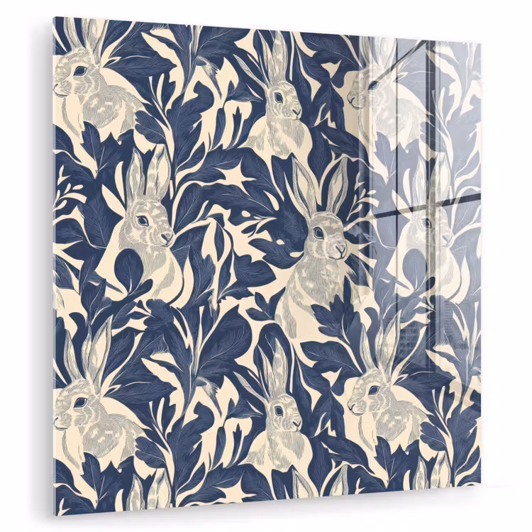 Hazen - Bladeren - Patroon - Blauw - Beige plexiglas 5mm klein 11 -zzzproduct_nieuw