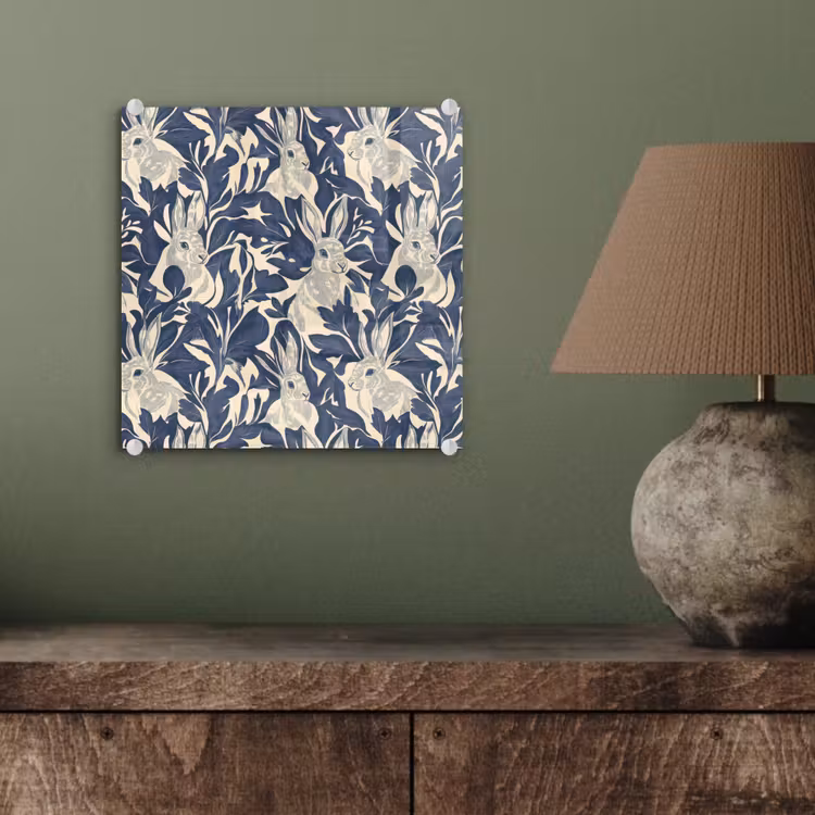 Hazen - Bladeren - Patroon - Blauw - Beige plexiglas 5mm klein 11 -sfeer3