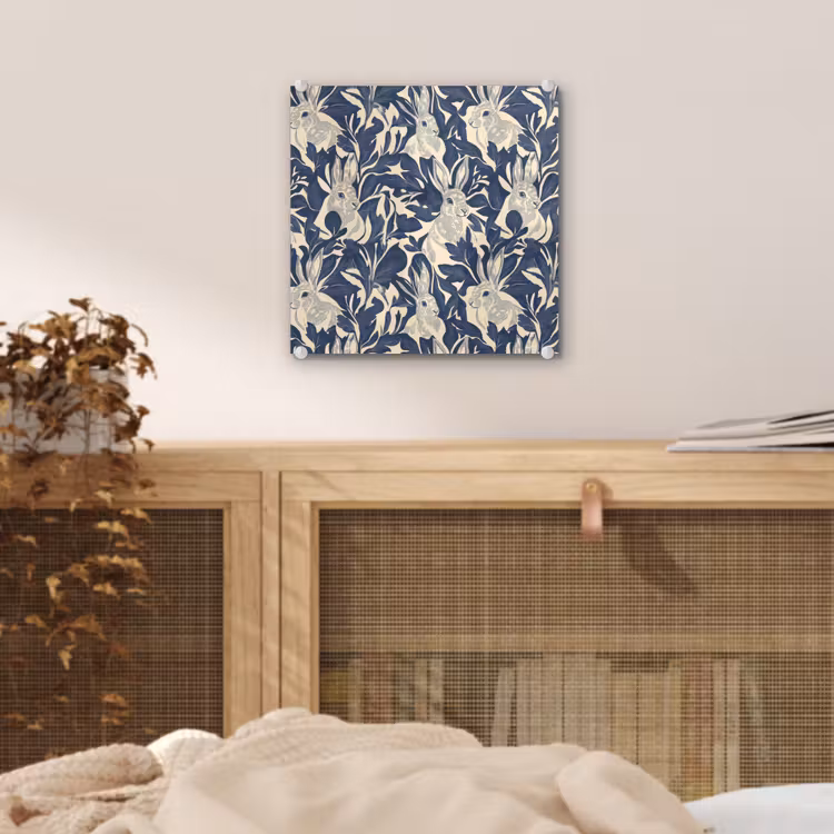 Hazen - Bladeren - Patroon - Blauw - Beige plexiglas 5mm klein 11 -sfeer4