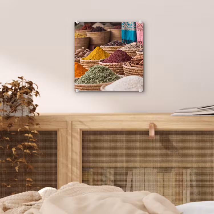 Glass Print - Herbs - Baskets - Oriental - Kruiden - Manden - Oosters plexiglas 5mm klein