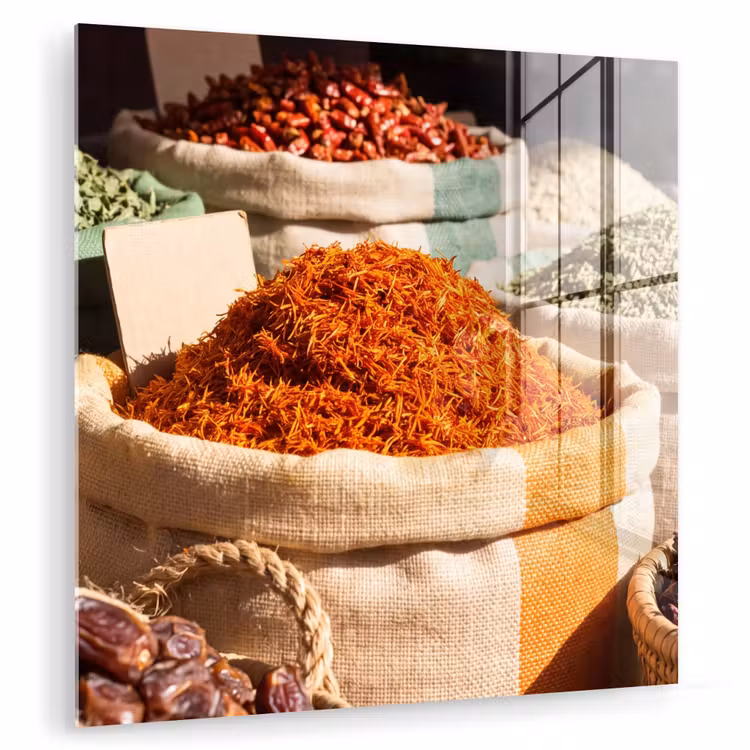 Glass Print - Herbs - Market - Colorful - Kruiden - Markt - Kleurrijk plexiglas 5mm klein