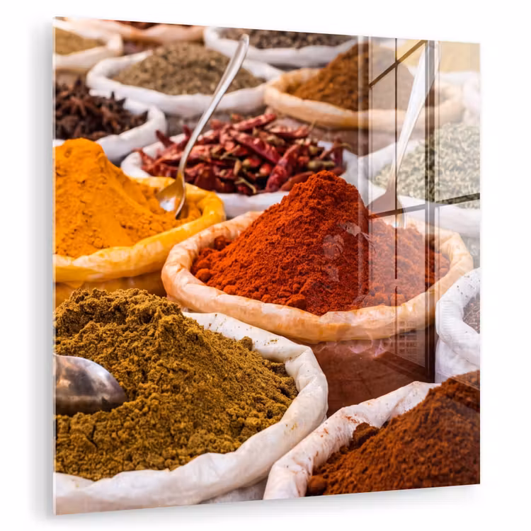 Glass Print - Herbs - Market - Food - Kruiden - Markt - Eten plexiglas 5mm klein