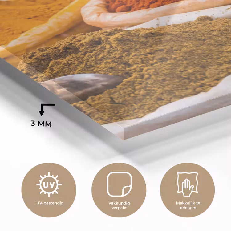 Glass Print - Herbs - Market - Food - Kruiden - Markt - Eten plexiglas 5mm klein