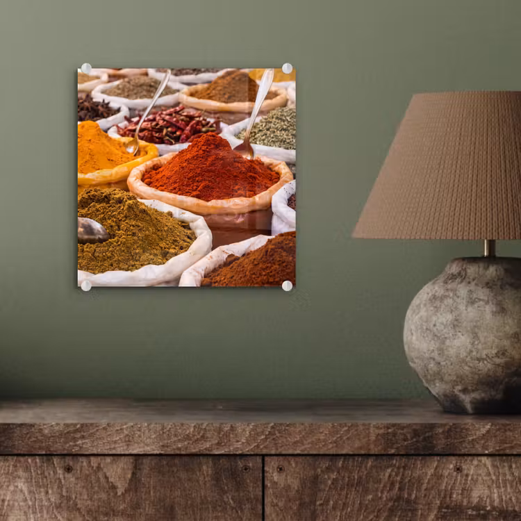 Glass Print - Herbs - Market - Food - Kruiden - Markt - Eten plexiglas 5mm klein