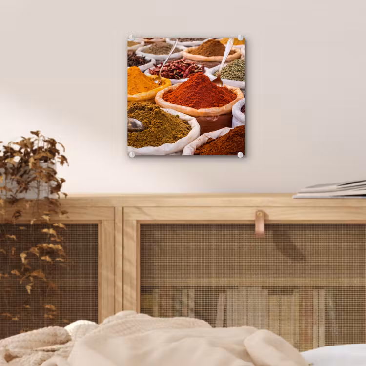 Glass Print - Herbs - Market - Food - Kruiden - Markt - Eten plexiglas 5mm klein