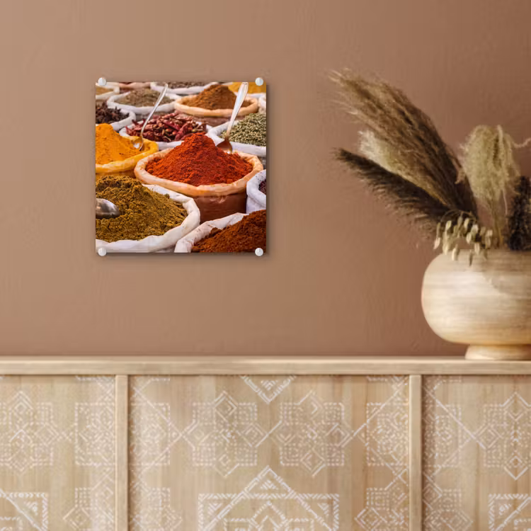 Glass Print - Herbs - Market - Food - Kruiden - Markt - Eten plexiglas 5mm klein