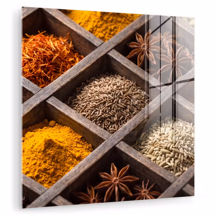 Glass Print - Herbs - Wood - Food - Kruiden - Houten - Eten plexiglas 5mm klein