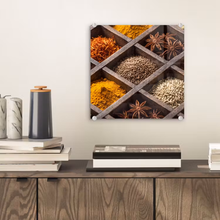Glass Print - Herbs - Wood - Food - Kruiden - Houten - Eten plexiglas 5mm klein