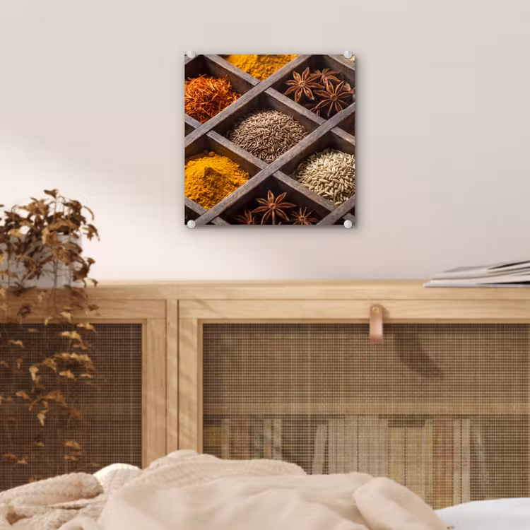 Glass Print - Herbs - Wood - Food - Kruiden - Houten - Eten plexiglas 5mm klein
