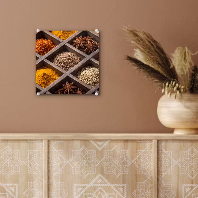 Glass Print - Herbs - Wood - Food - Kruiden - Houten - Eten plexiglas 5mm klein