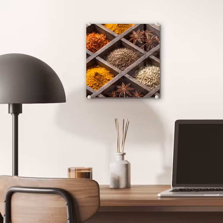 Glass Print - Herbs - Wood - Food - Kruiden - Houten - Eten plexiglas 5mm klein