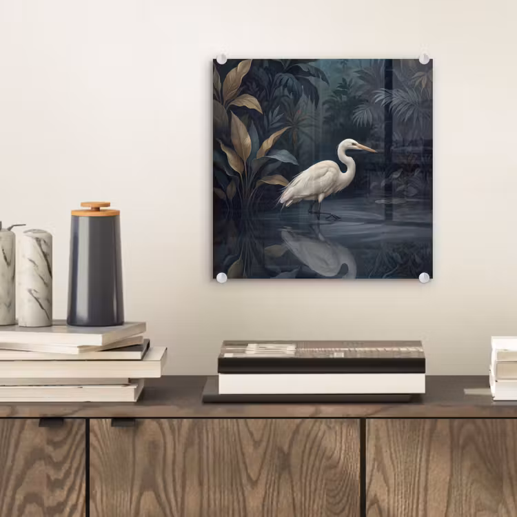 Reiger - Water - Natuur - Modern - Wit plexiglas 5mm klein -sfeer1