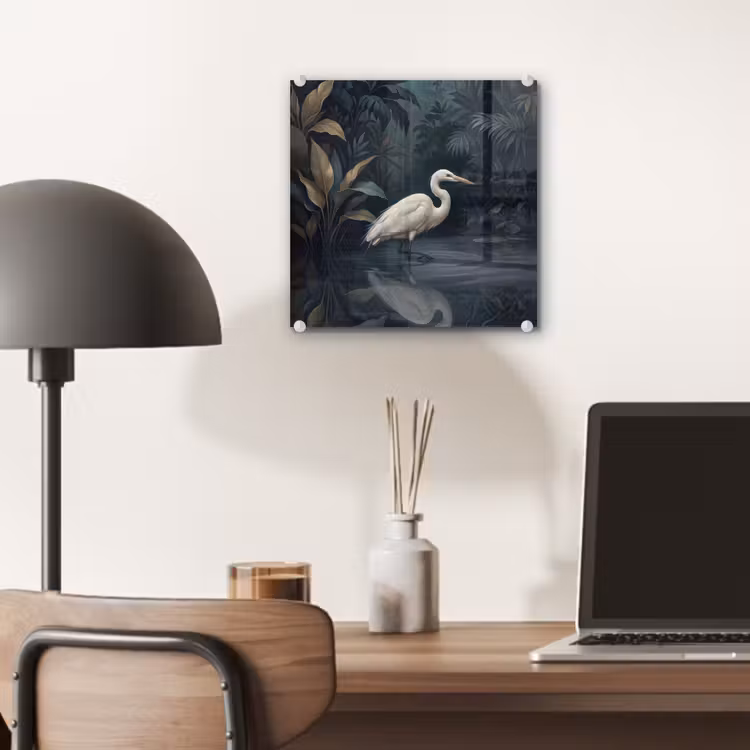 Reiger - Water - Natuur - Modern - Wit plexiglas 5mm klein -sfeer6