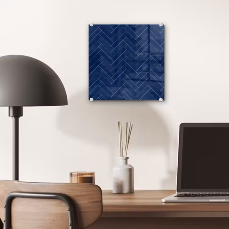 Visgraat - Wandtegel - Donkerblauw - Navy Blue plexiglas 5mm klein 11 -sfeer6