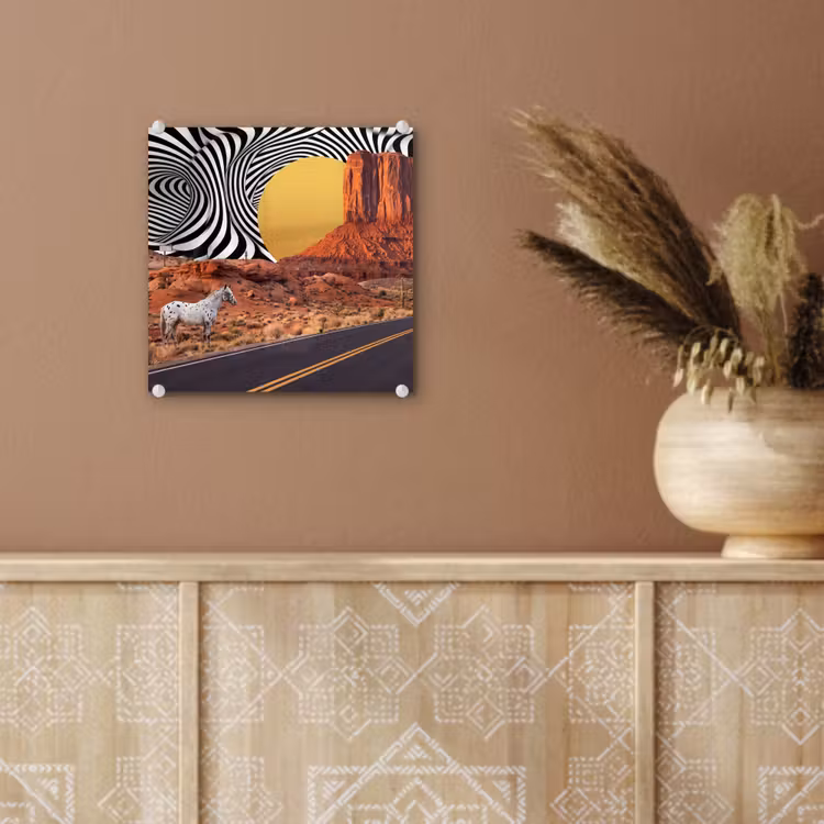 Glass Print - Horse - Desert - Nature - Paard - Woestijn - Natuur plexiglas 5mm klein